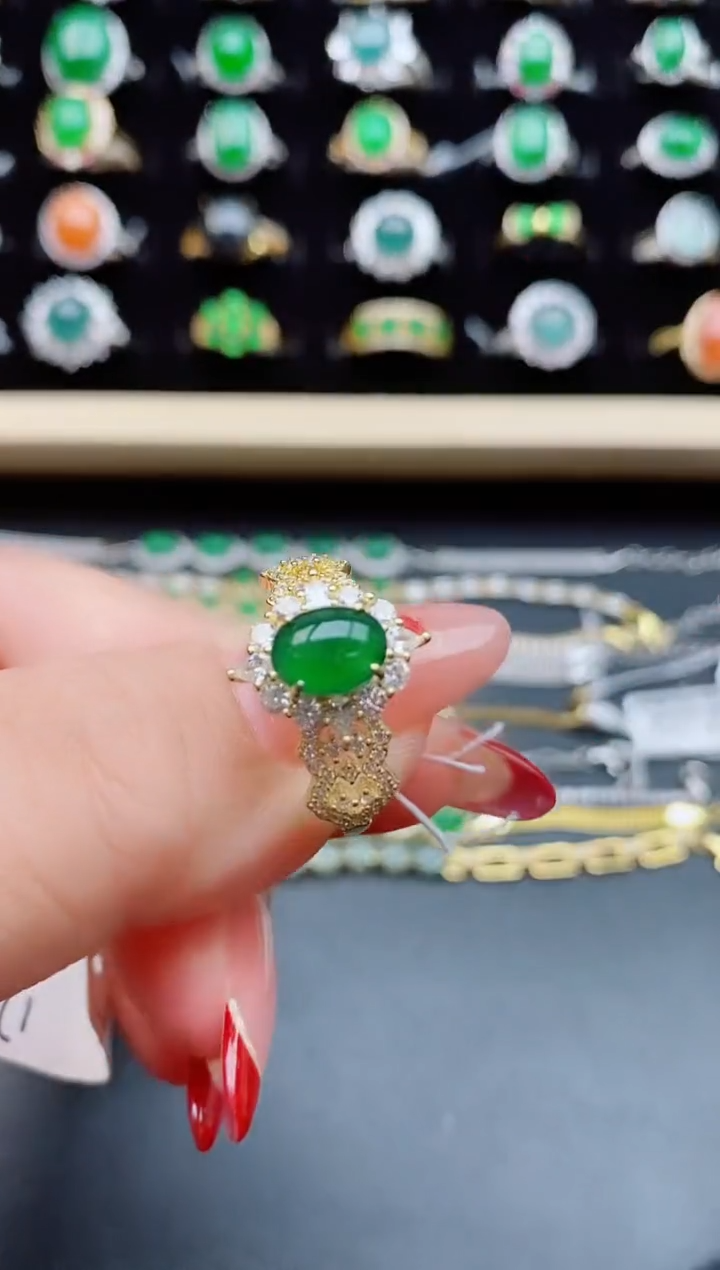 【闪购商品】翡翠戒指银S925镶嵌321312