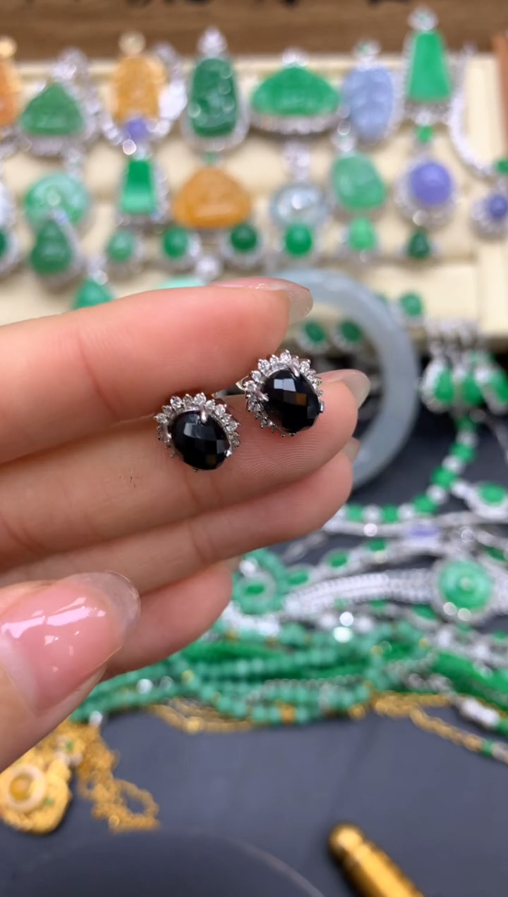 【闪购商品】翡翠耳饰18K金镶嵌214-中国好珍宝