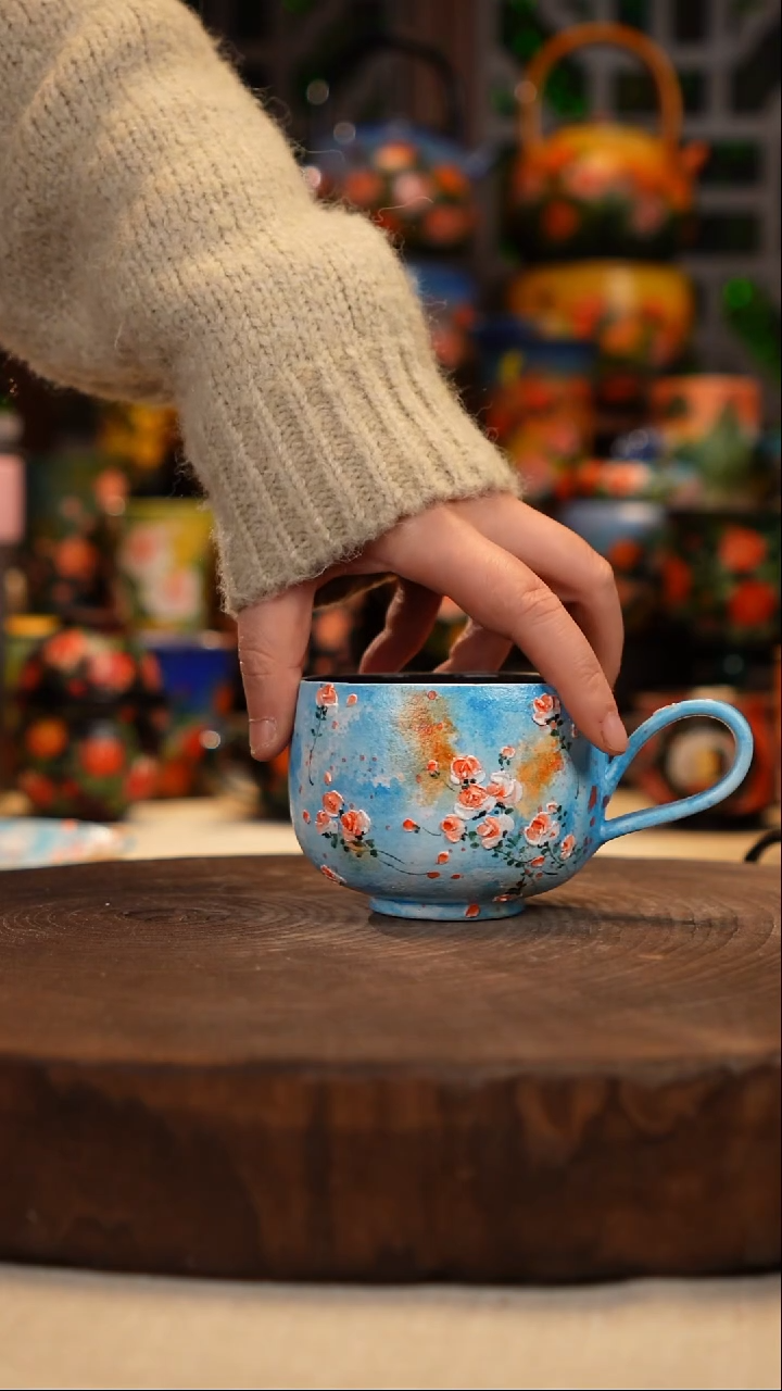 紫砂 油画釉下彩手绘