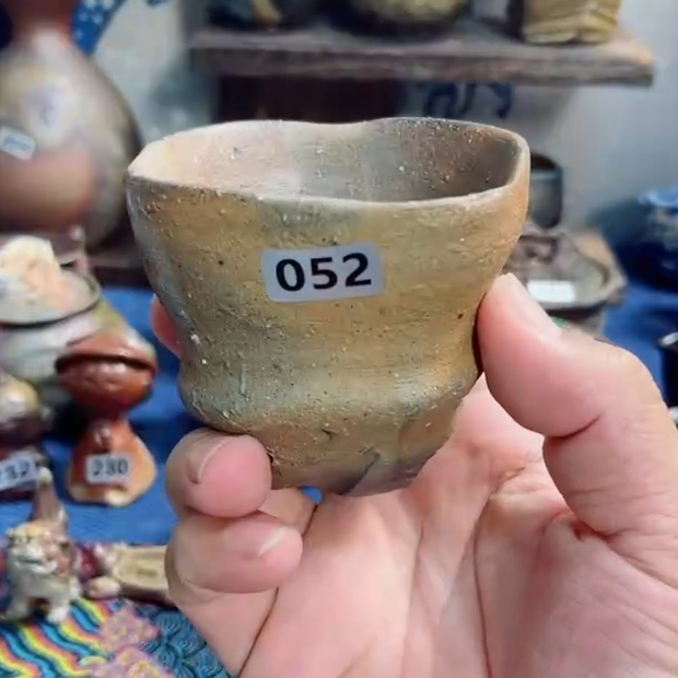 052方口杯日式备前烧茶具茶器茶周边
