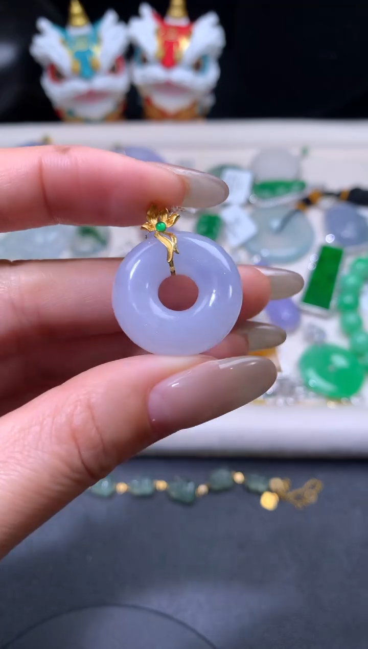 吊坠(不含链)18K金镶嵌翡翠翡翠