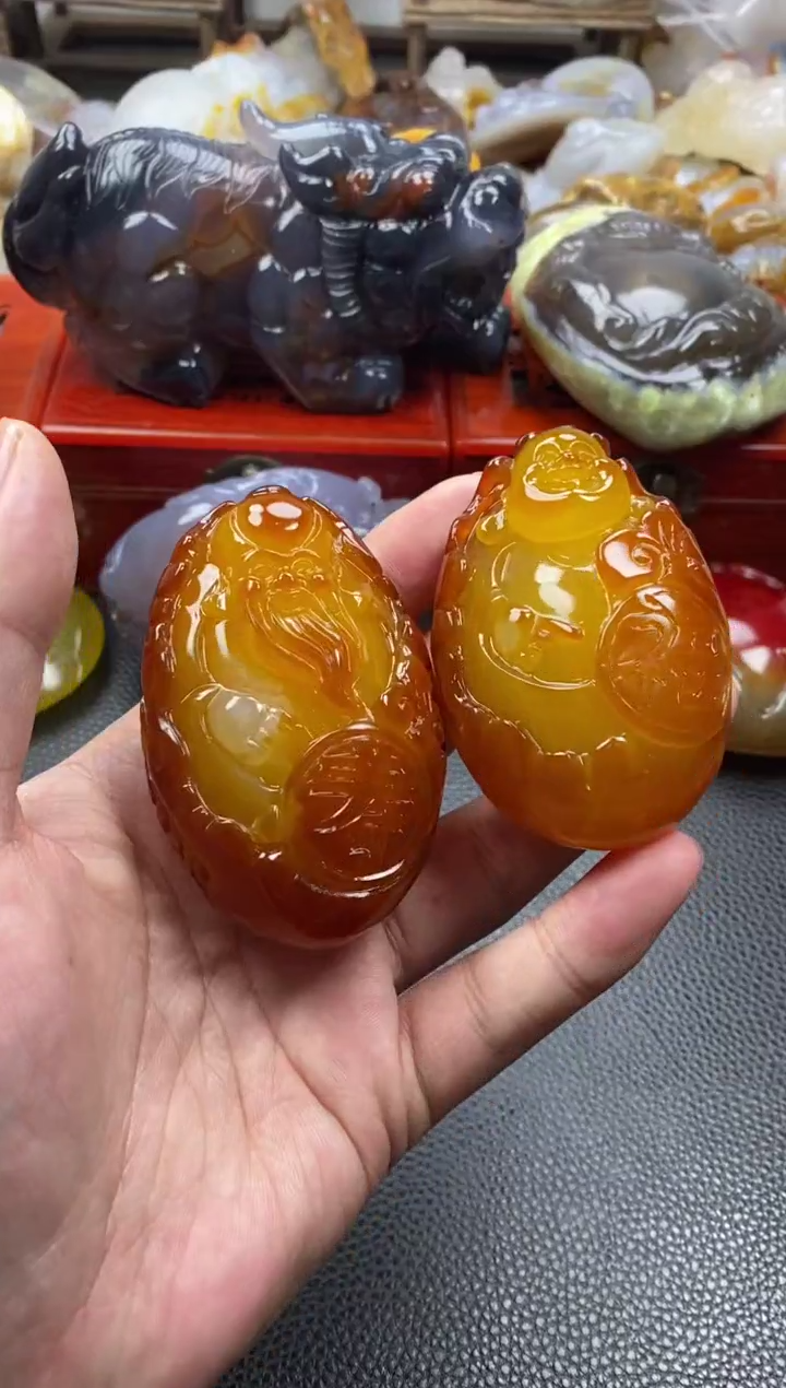 未镶嵌手把玛瑙/玉髓龙**神00