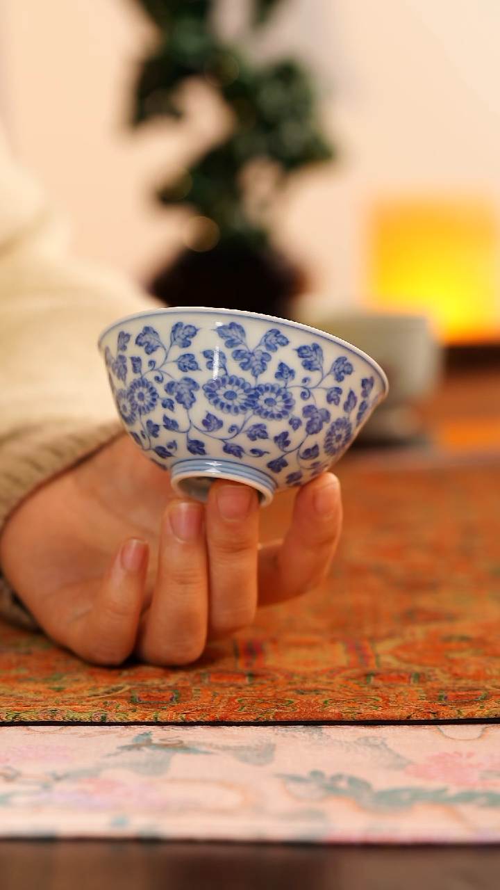 【闪购商品】源明青忆双菊宫碗