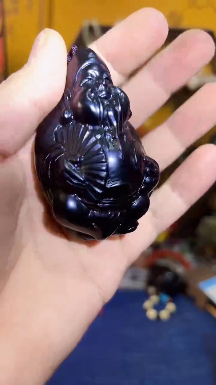 【闪购商品】和田玉（墨玉）挂件未镶嵌和田 墨玉米神把件（飞铃文玩）