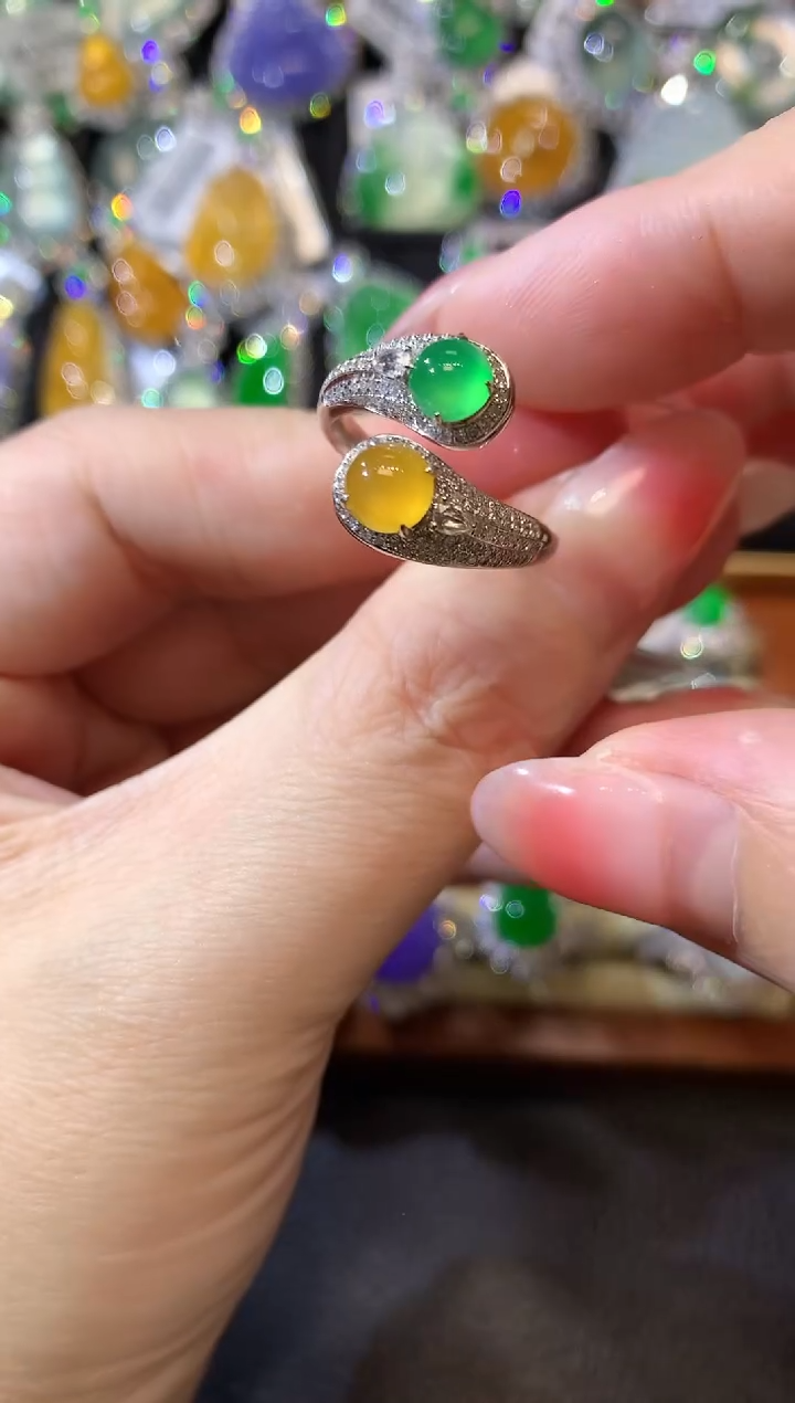 【闪购商品】翡翠戒指18K金镶嵌D55 翡翠