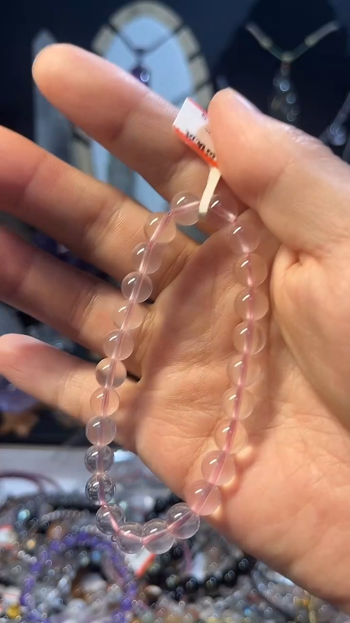 未镶嵌手链芙蓉石天然粉水晶手链