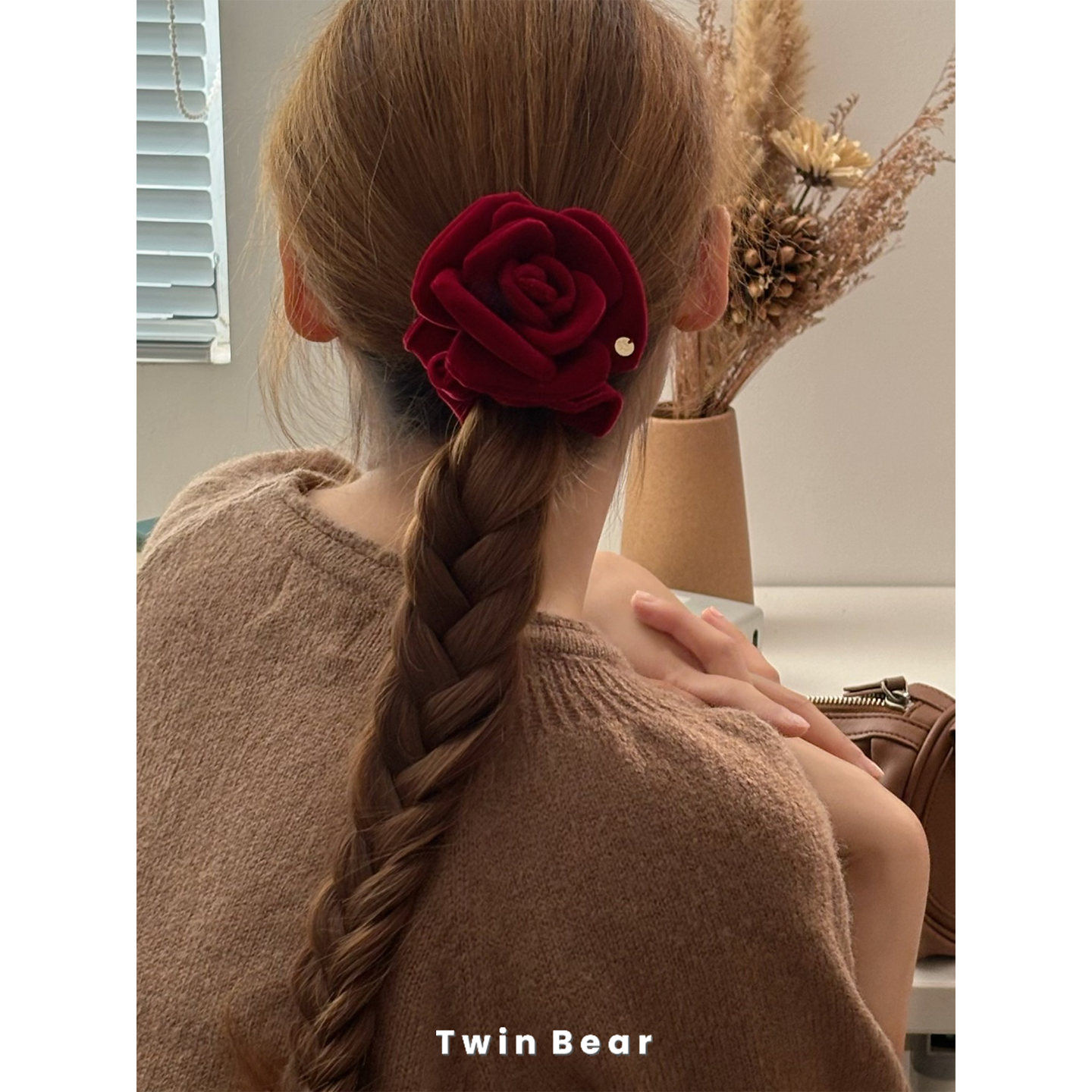 Q002 秋冬纯手工复古立体丝绒绒面花朵发圈小肠圈皮筋头绳发绳