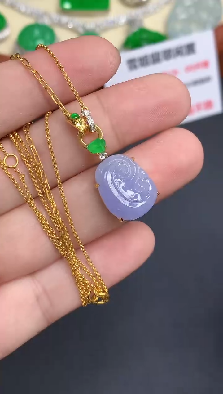 颈饰18K金镶嵌翡翠水**合503-中国好珍宝