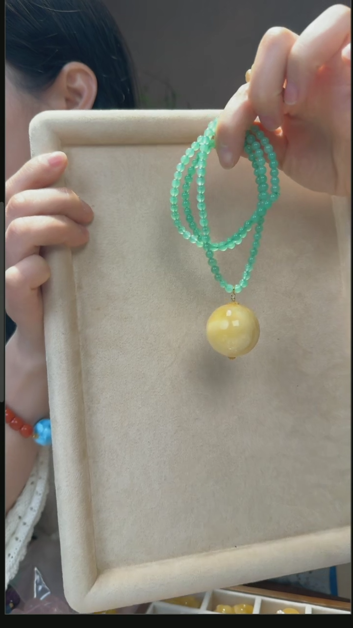 【闪购商品】玛瑙/玉髓项链18K金镶嵌天然澳玉项链