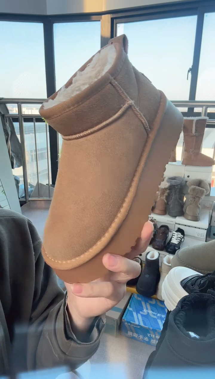 丹****3栗色厚底雪地靴36