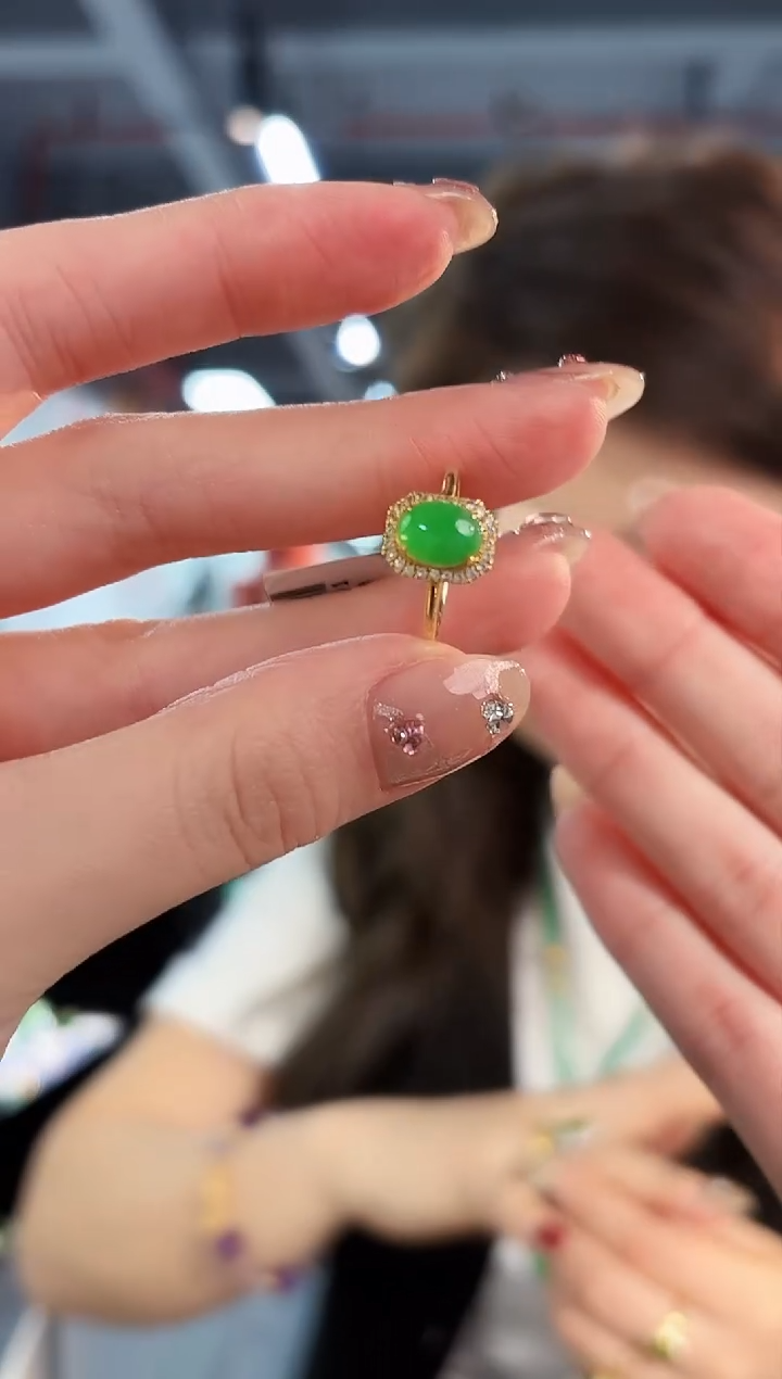 【闪购商品】翡翠戒指18K金镶嵌缅料A货/支持复检/一件