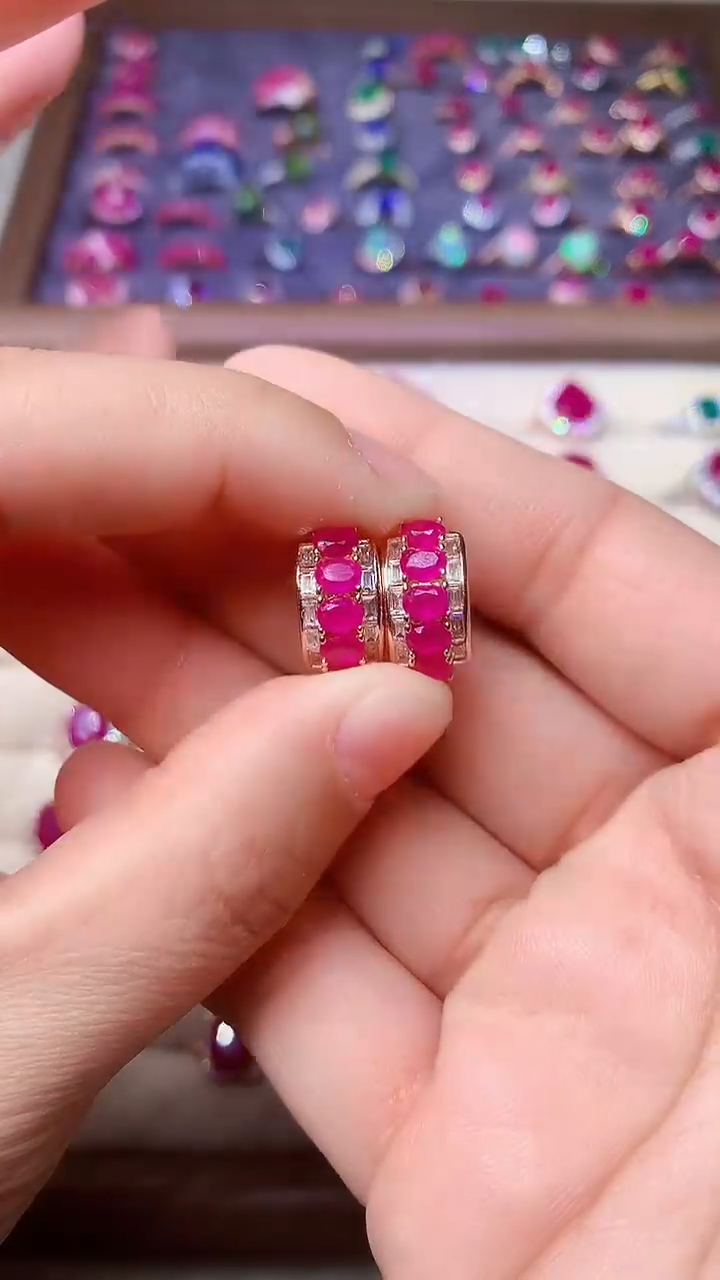 【闪购商品】红宝石耳饰银S925镶嵌000