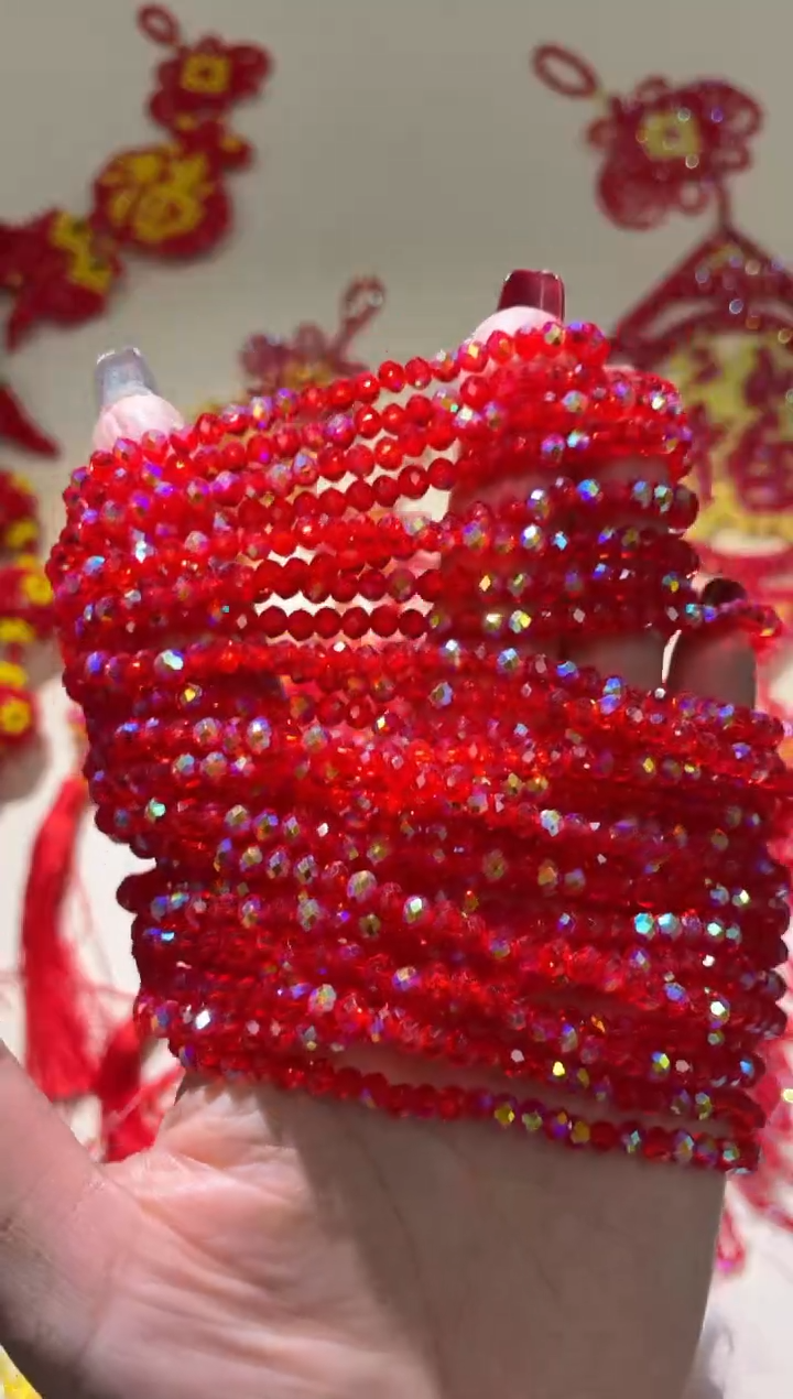 玻璃2931卡4水晶扁10条进口彩大红色