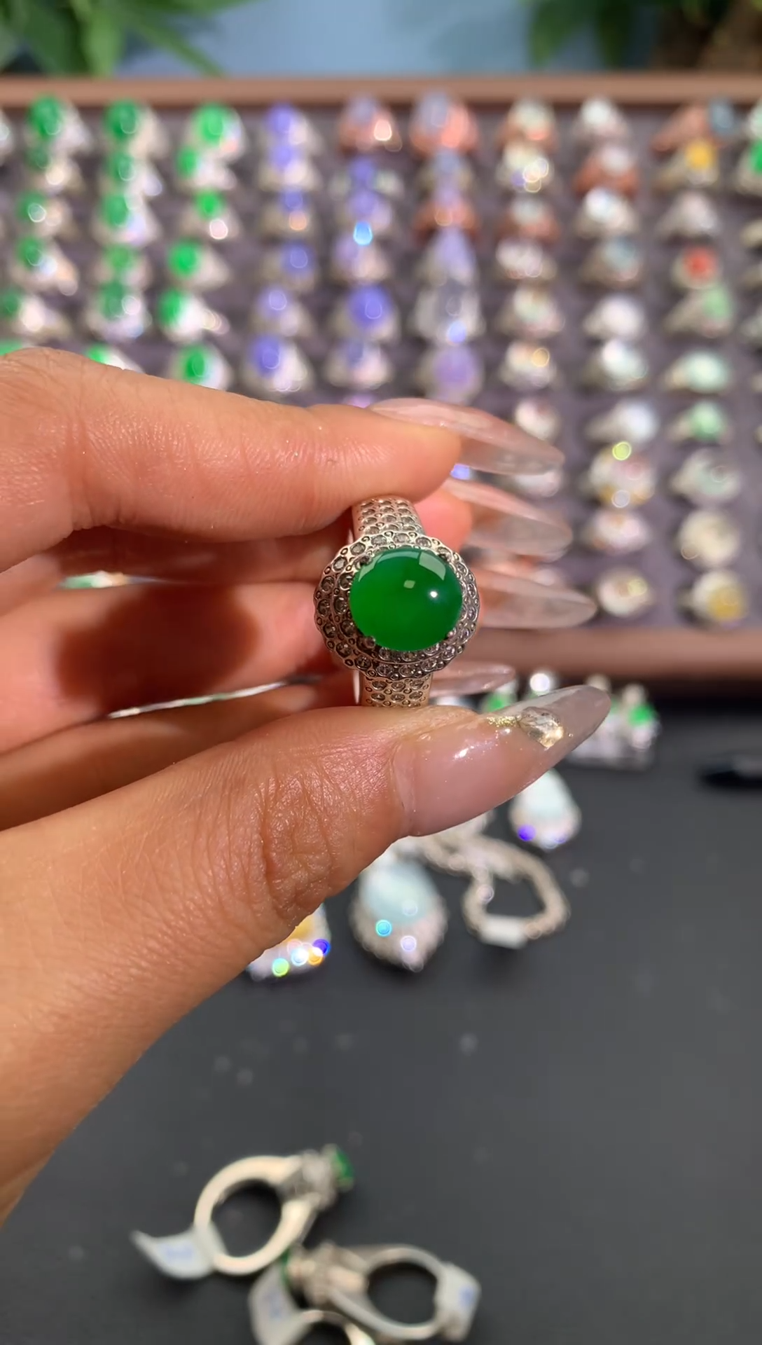 未镶嵌戒指翡翠铜托戒面