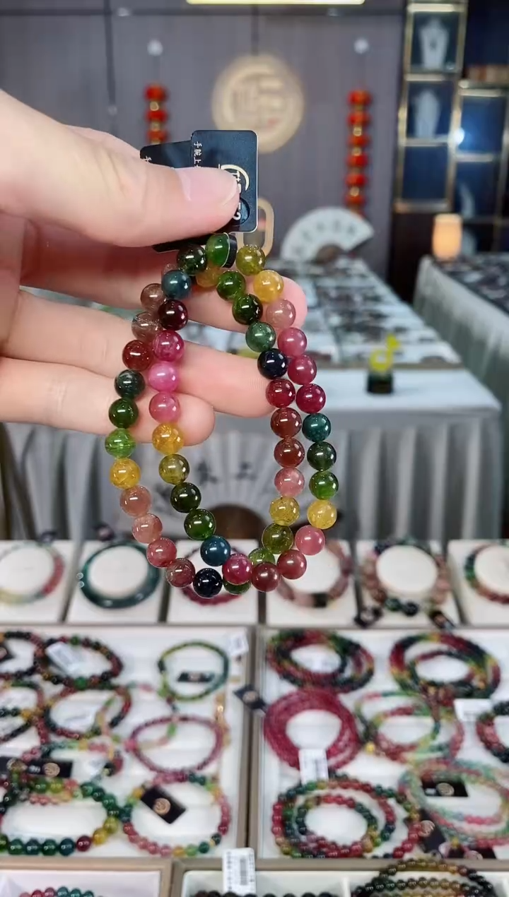 未镶嵌透体老矿碧玺单圈手串7mm+碧玺xion多样性发货一条