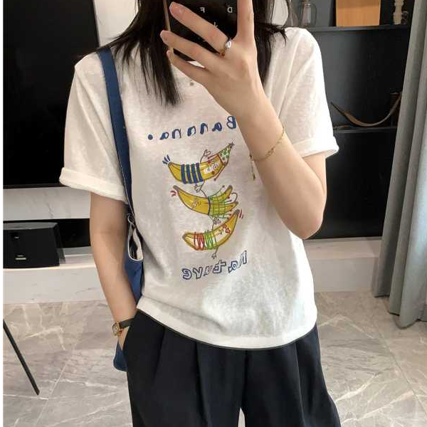 -ARRLMORRE品牌【Banana】冰凉薄款麻感棉短袖减龄上衣