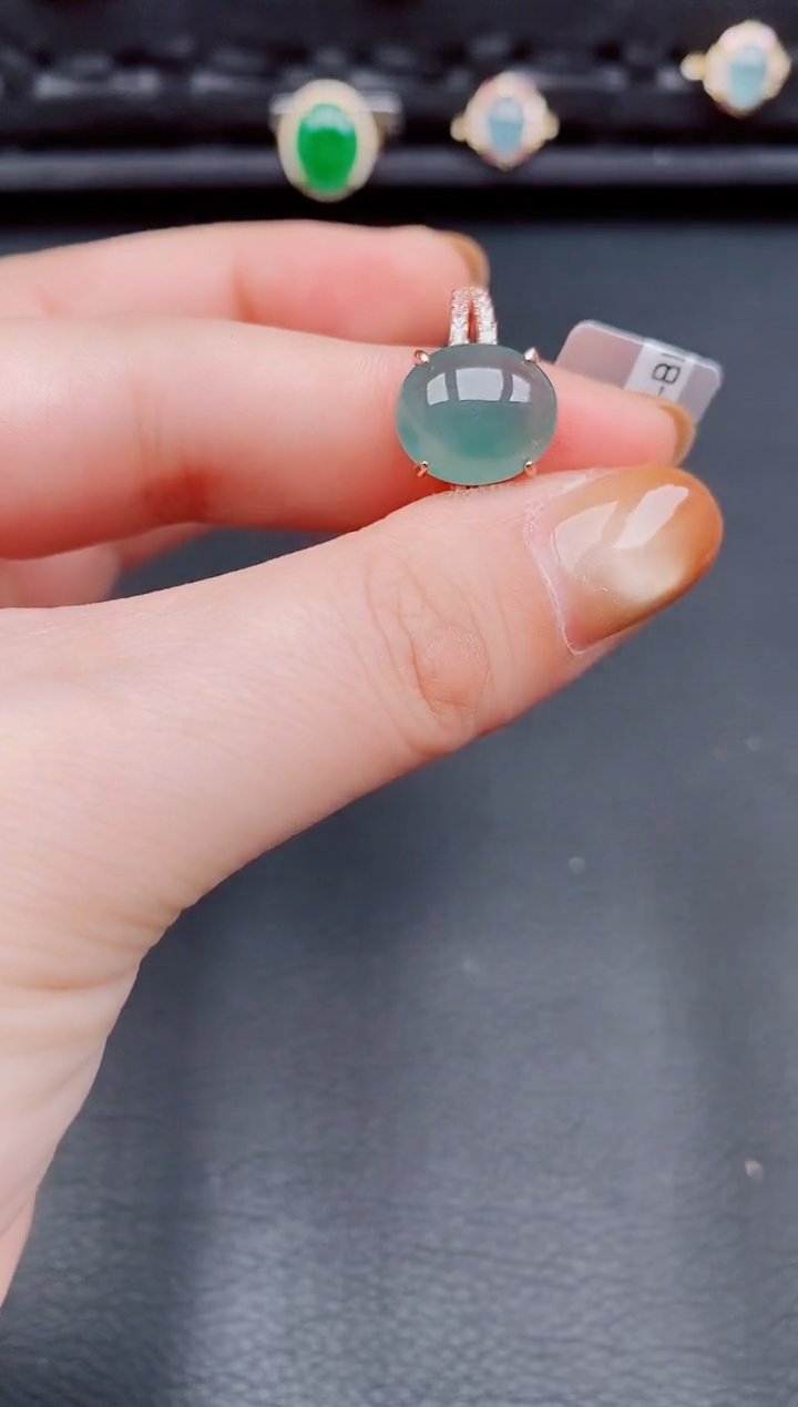 【闪购商品】翡翠戒指银S925镶嵌天然a货翡翠247