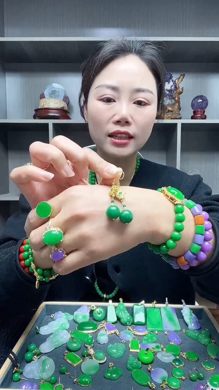 【闪购商品】翡翠耳饰14K金镶嵌耳饰