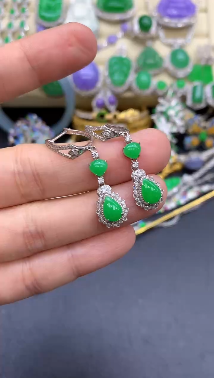 18K金镶嵌翡翠耳饰453-中国好珍宝