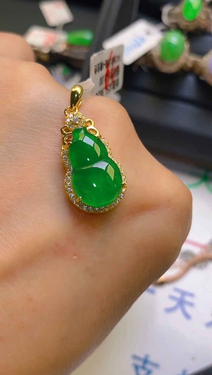 【闪购商品】翡翠耳饰银S925镶嵌天然A货翡翠1