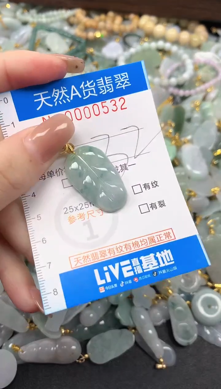 颈饰未镶嵌翡翠净货挂件-0532