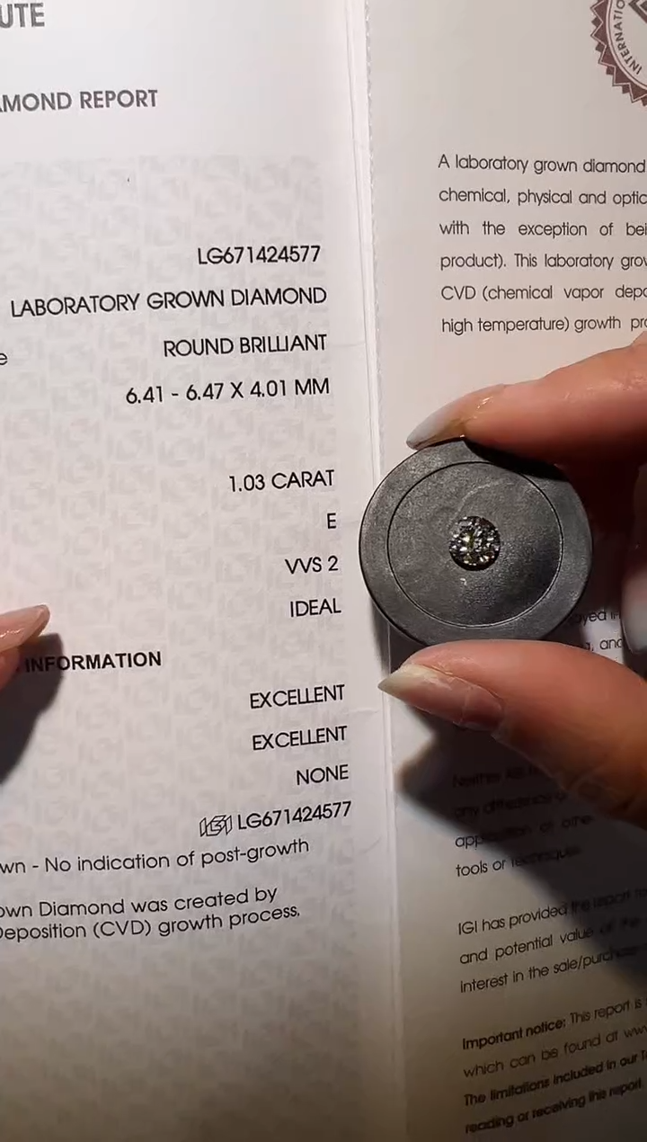 【闪购商品】实验室培育钻石裸石未镶嵌LG4577 1.03