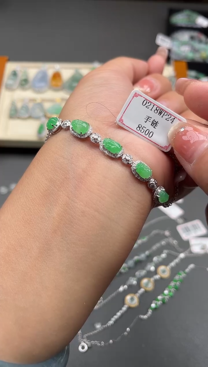【闪购商品】翡翠手链18K金镶嵌0218WP24