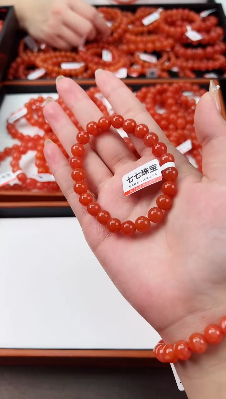 【闪购商品】南红玛瑙手串未镶嵌滴水洞亮光8+一条