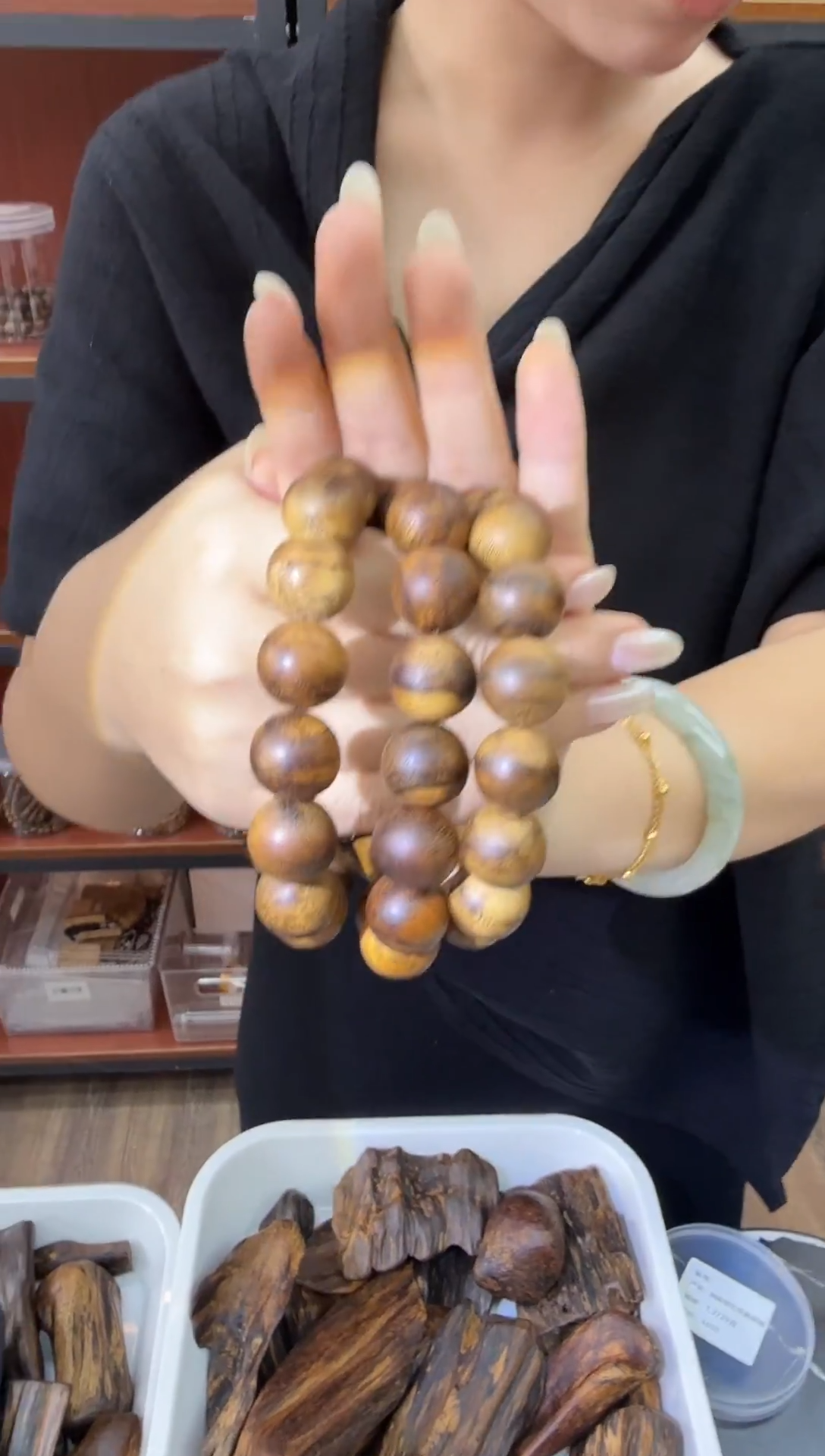 沉香手串54号越南顺化虫漏虎斑多样性发一