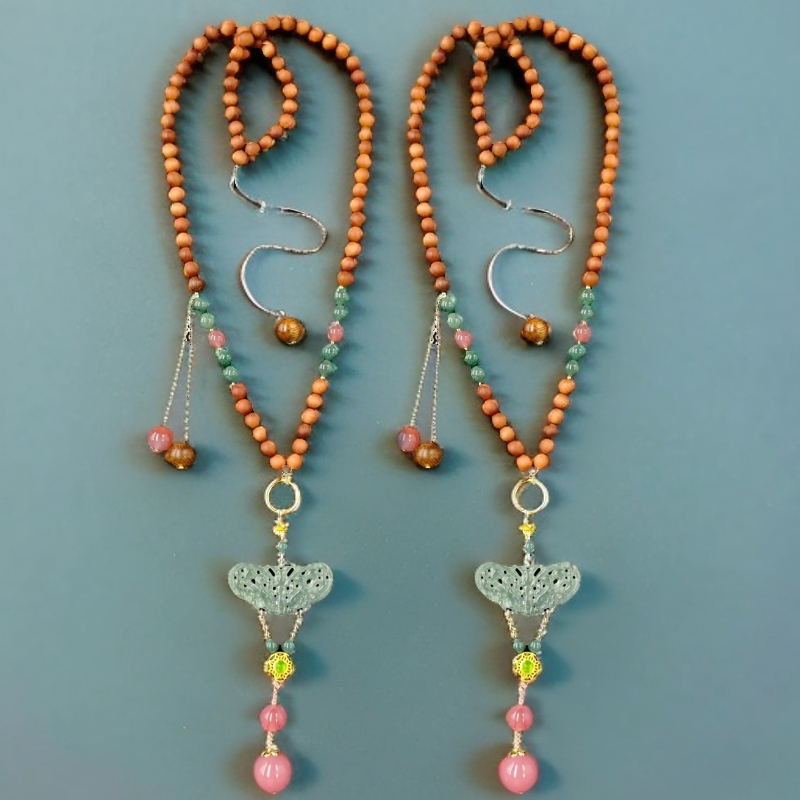 翡翠设计款蝴蝶吊坠E01-05赠珠珠链礼盒(多样性发其一)