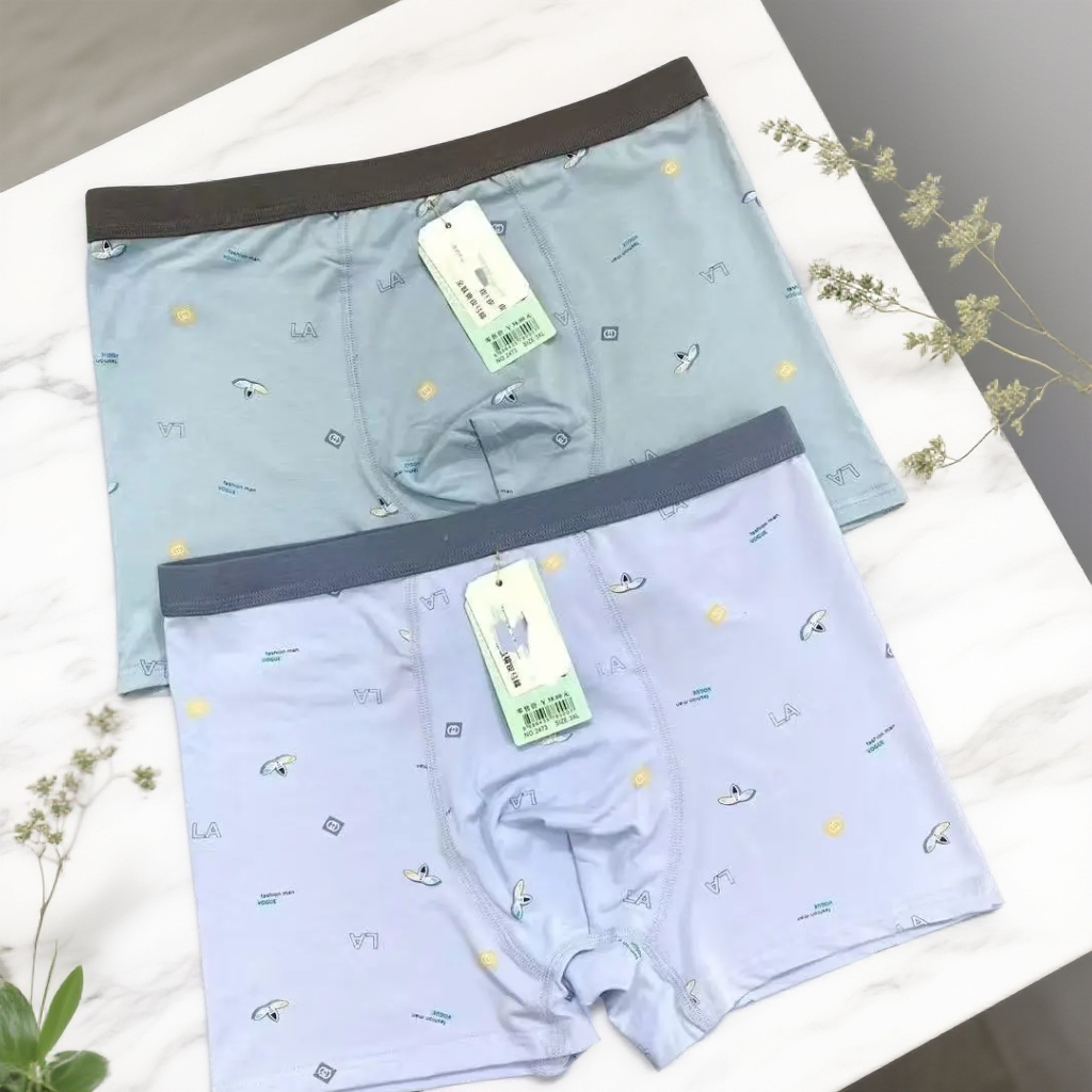 2473男士纯棉透气平角内裤四季舒适中腰四角裤青年运动裤头