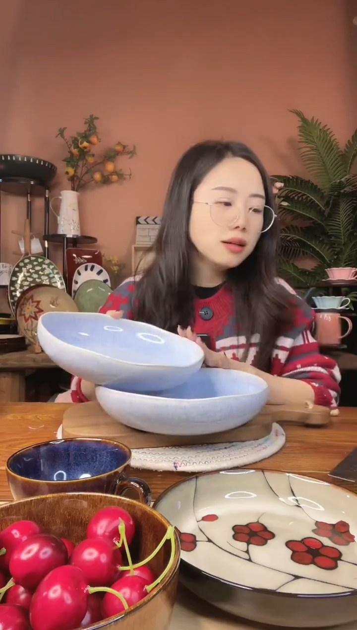 陶瓷8.6英寸异形深盘 2件 微瑕疵