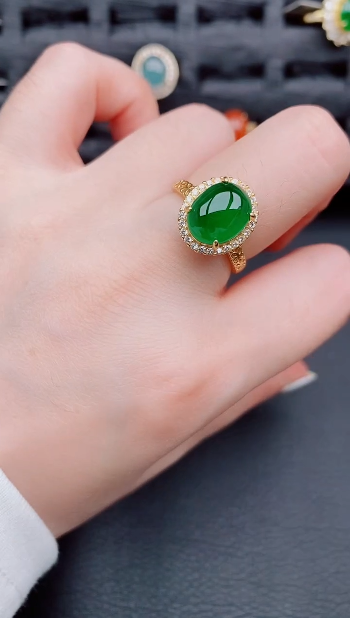 【闪购商品】翡翠戒指银S925镶嵌天然a货翡翠202