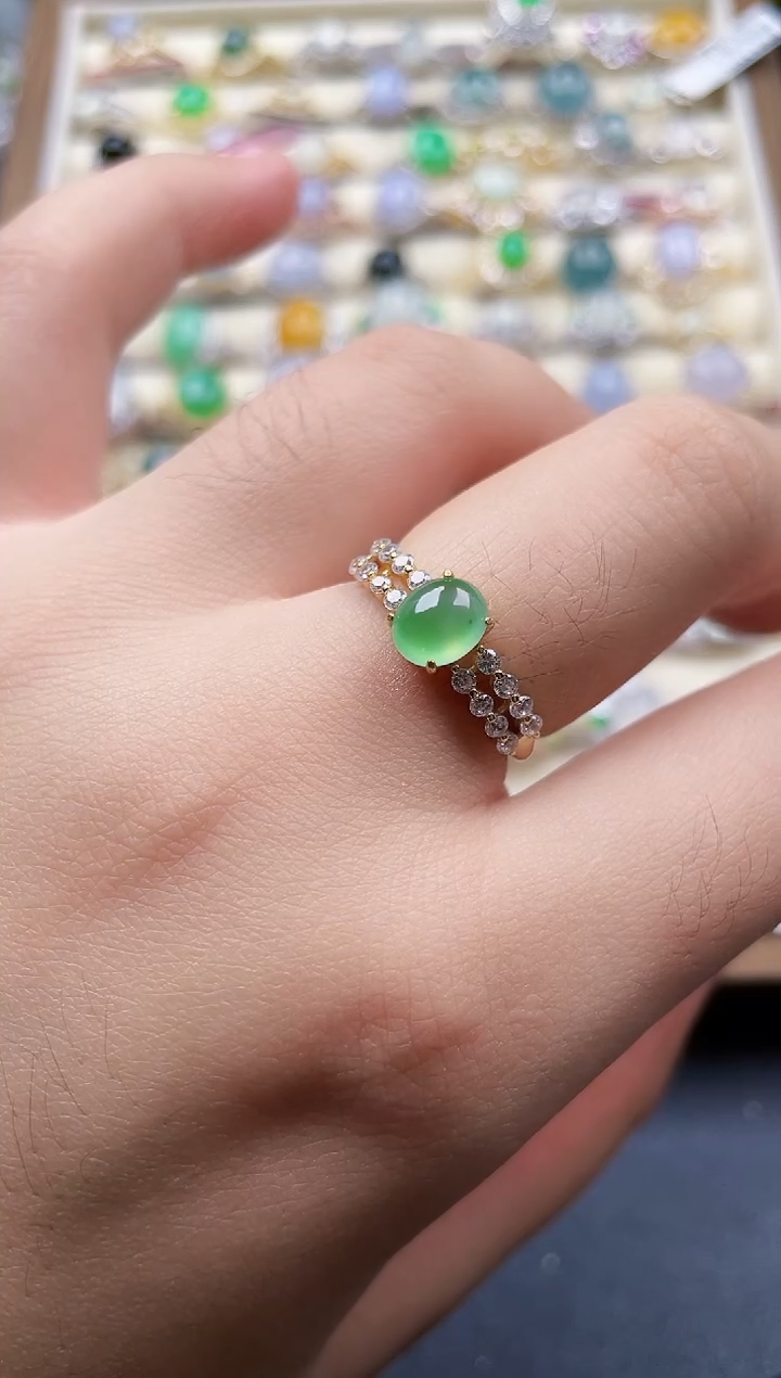 银S925镶嵌戒指翡翠153