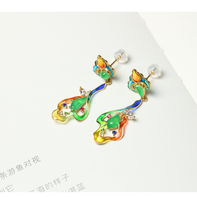 【庄家翡翠】翡翠18K金镶嵌耳饰 