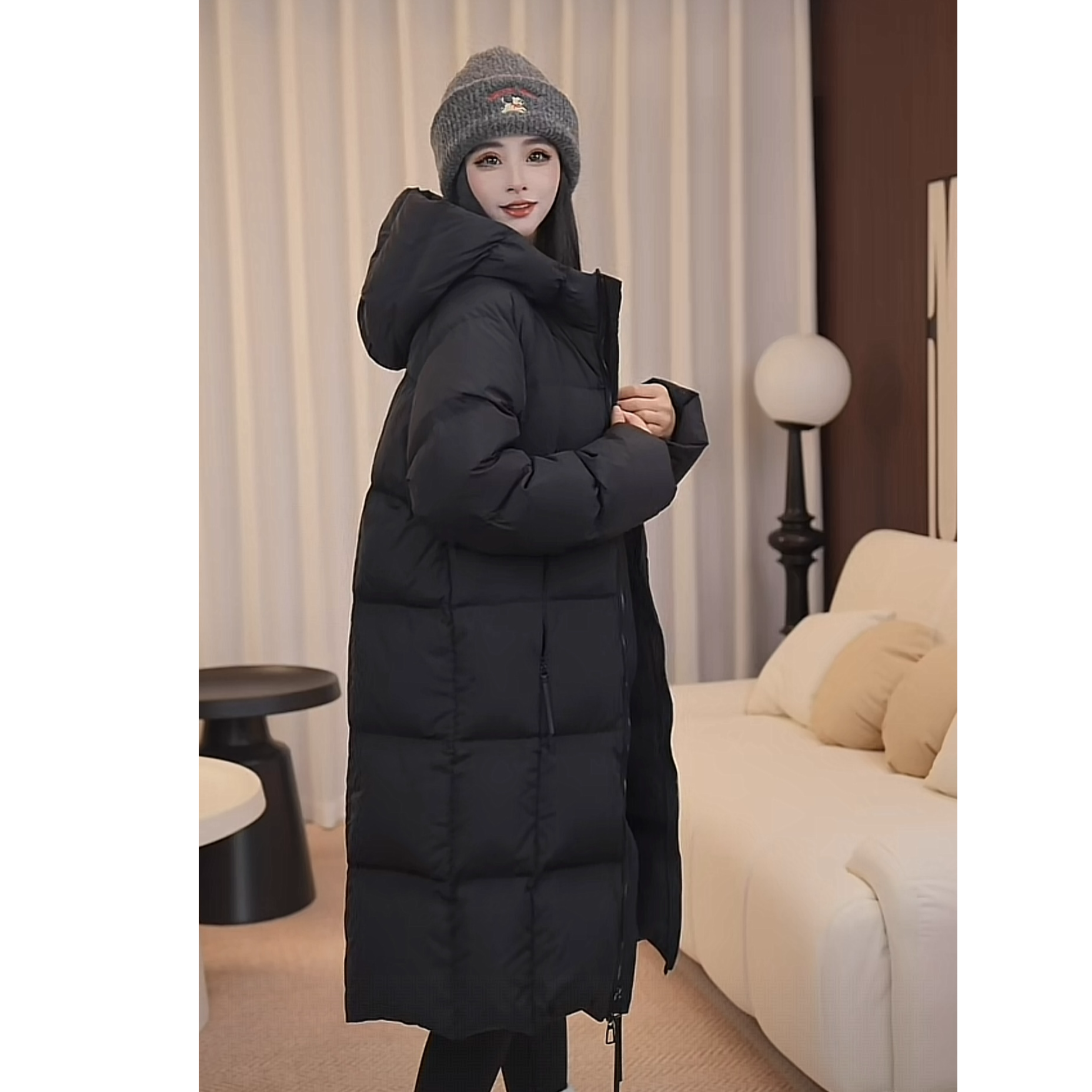 韩版宽松羽绒服女休闲加厚外套长冬季贝贝长气质中长款百搭连帽