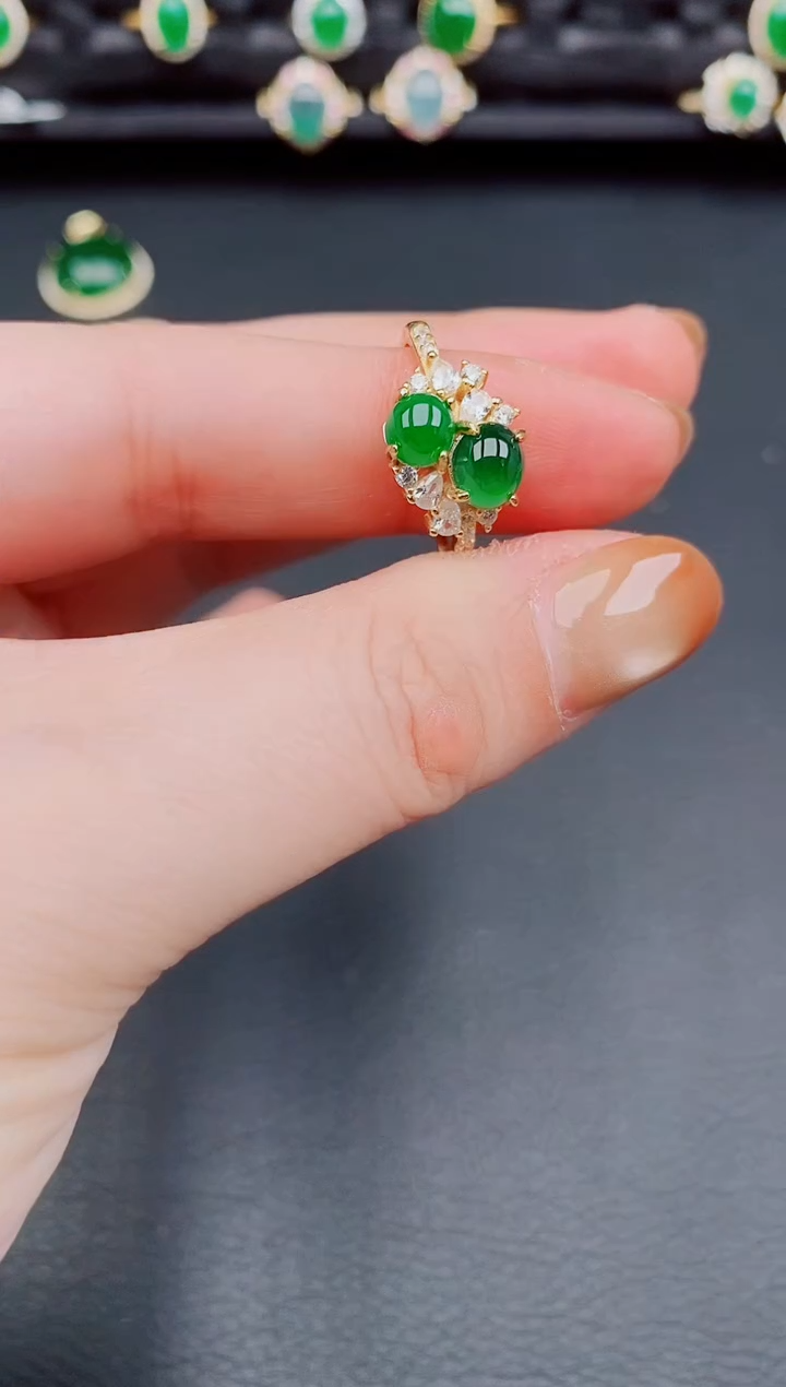 【闪购商品】翡翠戒指银S925镶嵌天然a货翡翠125