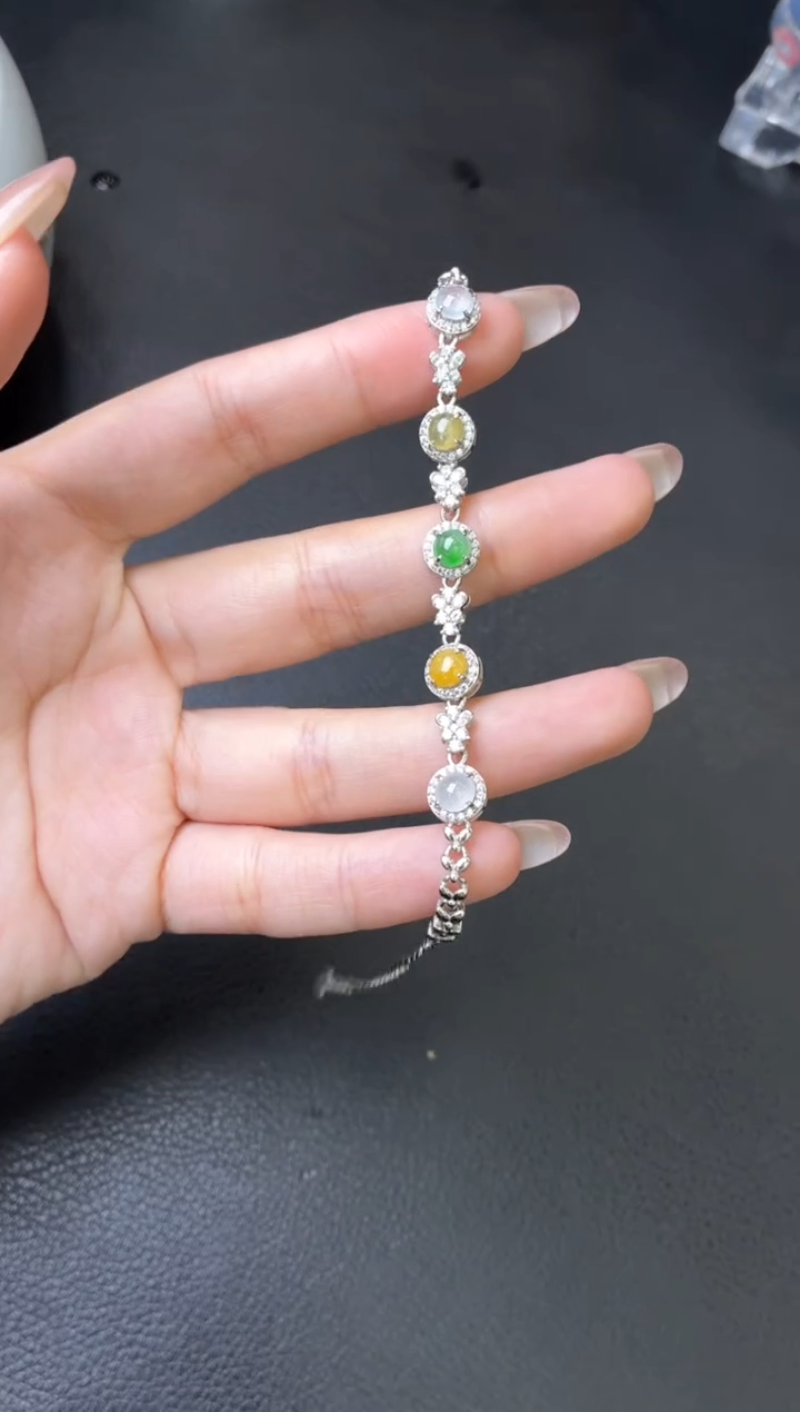银S925镶嵌手链翡翠手链