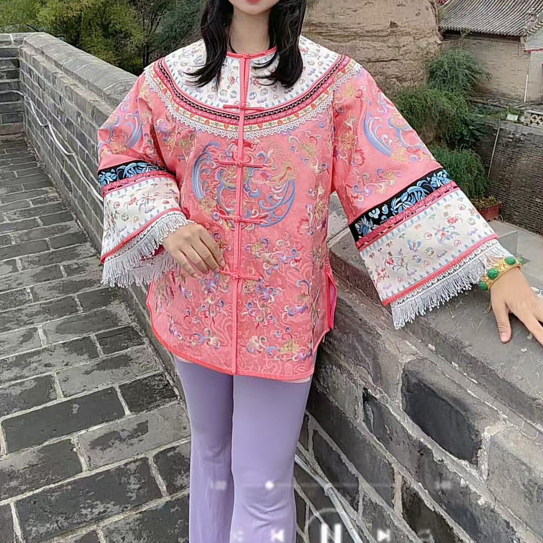 瑜玥传琦新款馆藏款缠枝夔风 4.0唐锦库缎短款上衣【6432】