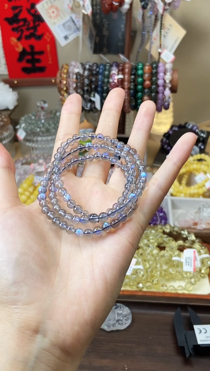【闪购商品】拉长石手串未镶嵌5.5m蓝光灰月光