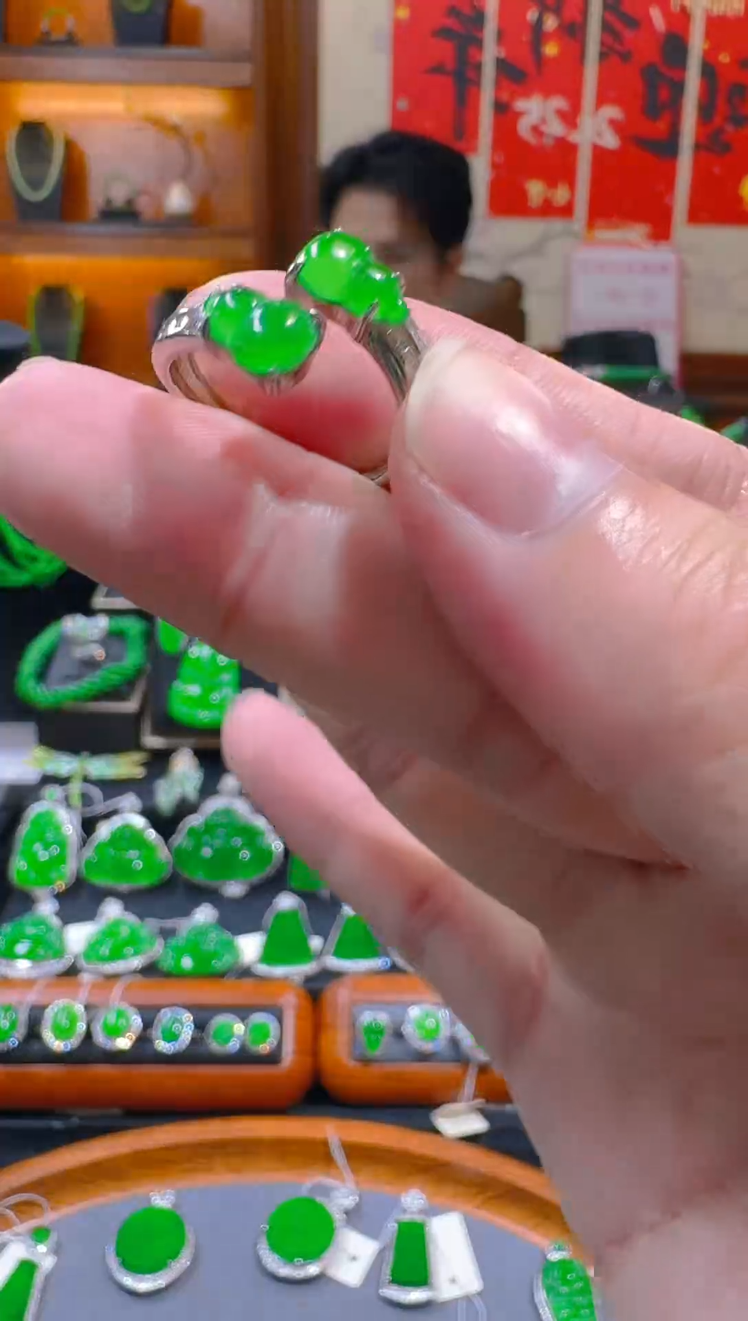 【闪购商品】翡翠戒指银S925镶嵌天然A货翡翠