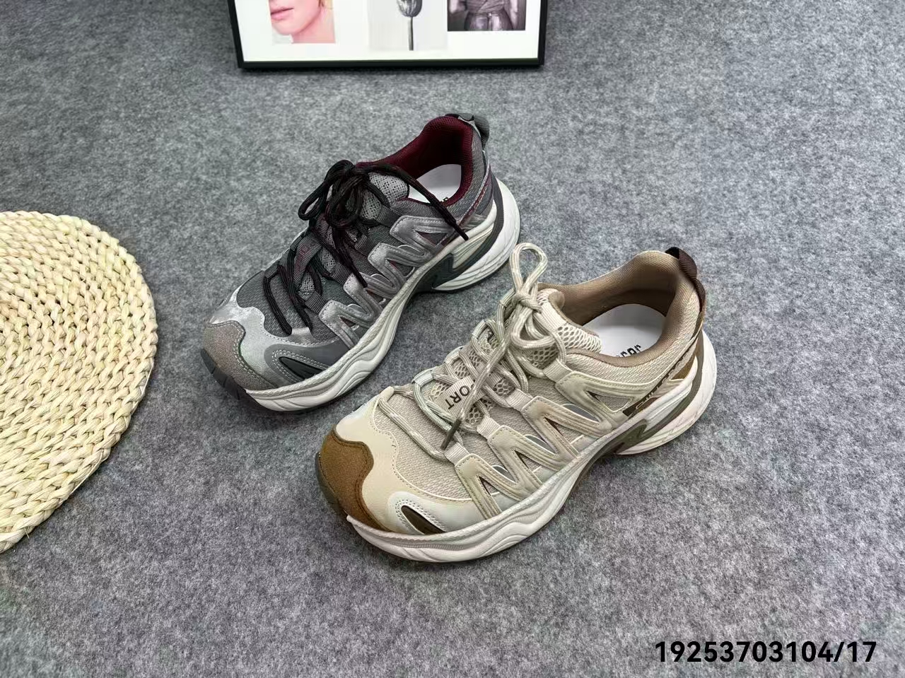 真皮登山老爹鞋女2025新款轻便显脚小户外旅游运动鞋