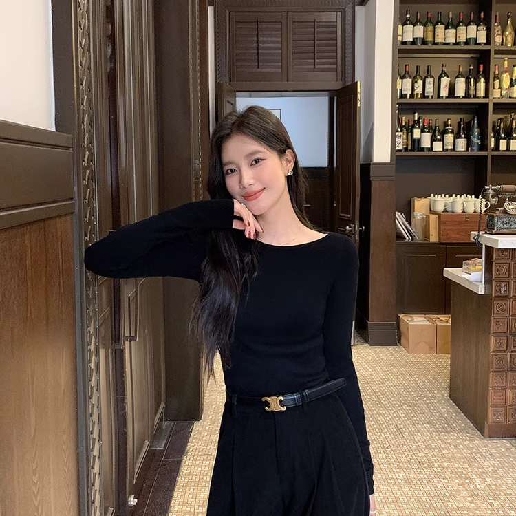 百搭网红毛衣女秋冬修身显瘦内搭打底衫薄款针织衫上衣长袖