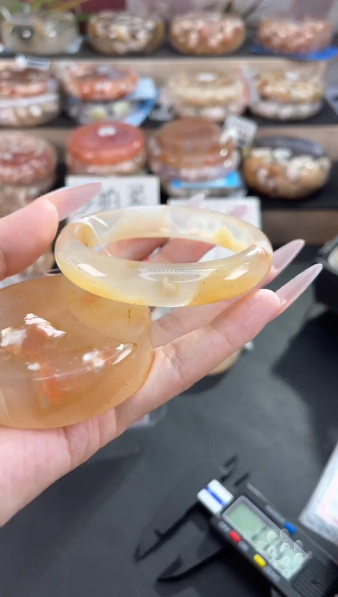 未镶嵌手镯石英质玉天然樱花玛瑙手镯（镯心赠品）57