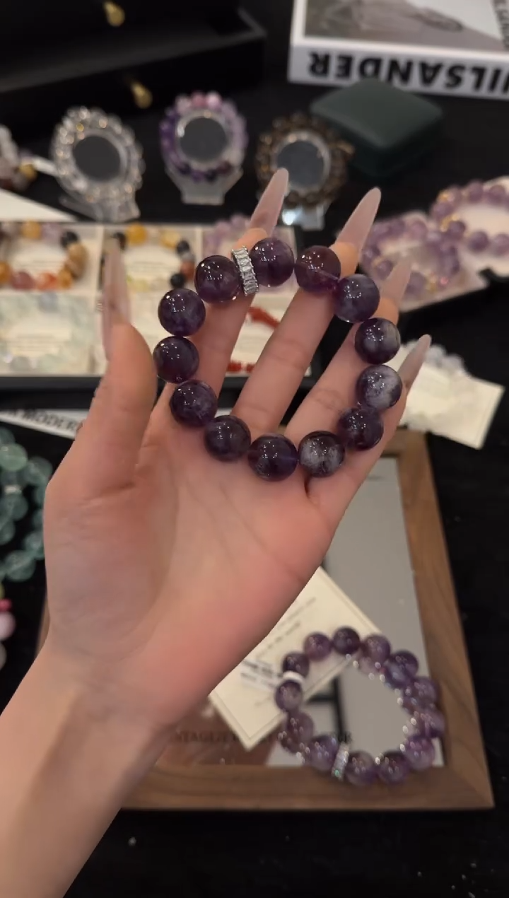 合金手链水晶浓郁紫兔毛x3602