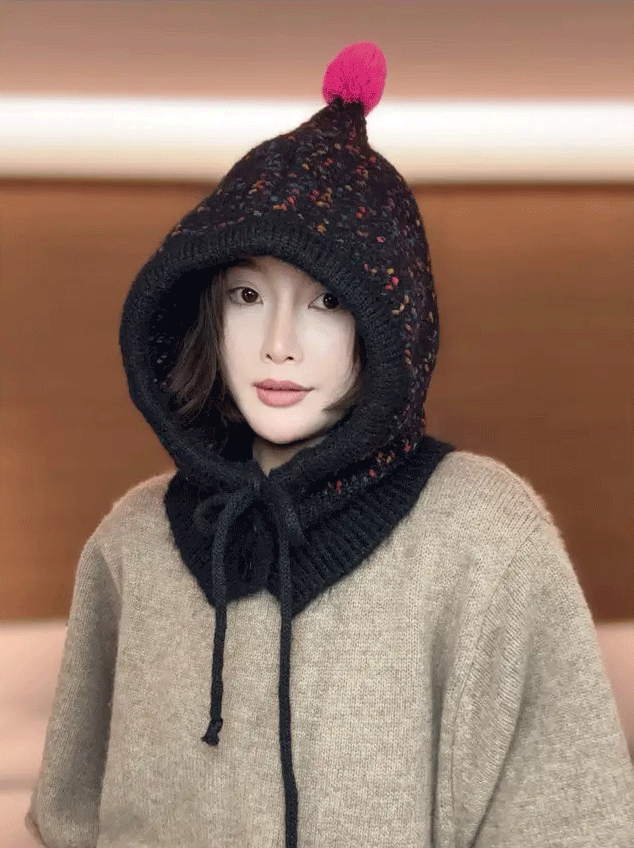 韩式新款 “小精灵”拉法帽 女巫帽加大版保暖护耳帽时尚针织帽百搭
