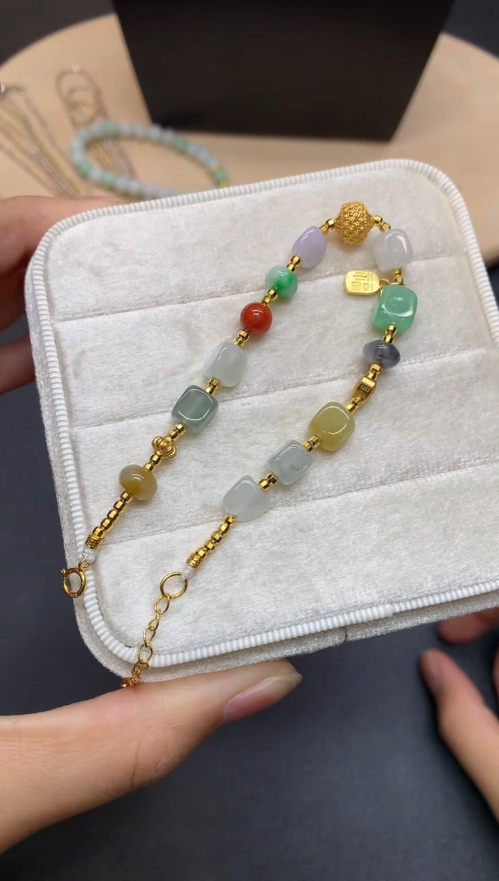 【闪购商品】翡翠手链银S925镶嵌珠子【多样性发其一】