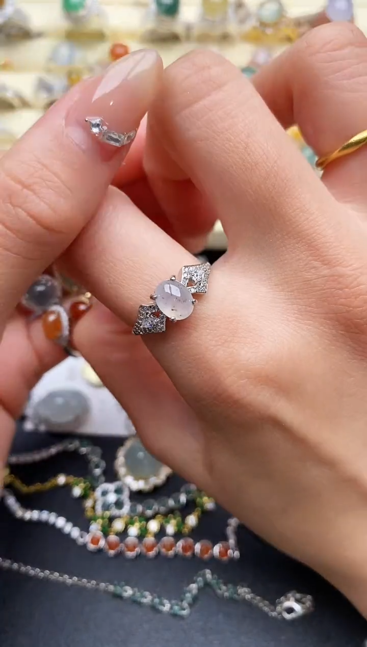 【闪购商品】翡翠戒指银S925镶嵌5555555+9