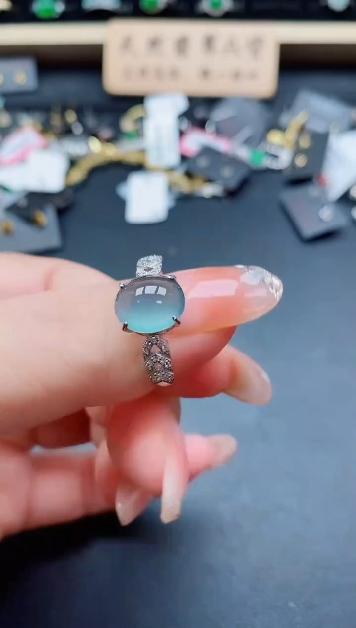 银S925镶嵌戒指翡翠1