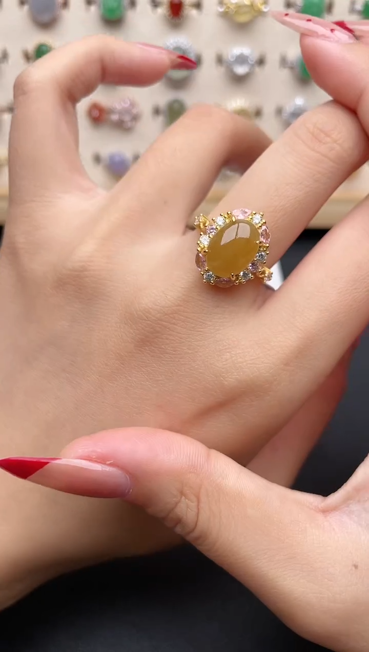 【闪购商品】翡翠戒指银S925镶嵌一物一证一礼盒